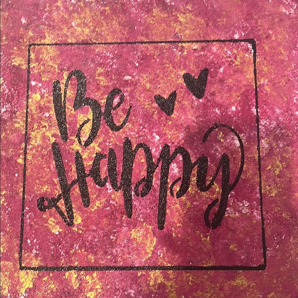 Be Happy Pink and Gold Wall Art
